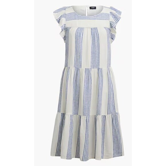 J. Crew Dresses & Skirts - J.CREW Linen Blend Striped Mini Dress Coastal Cottagecore - Size US 16